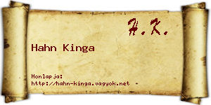 Hahn Kinga névjegykártya